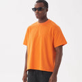 Tall men's loose fit pure cotton T-shirt in apricot, black, white, orange, and brown colours.