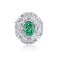 Women's S925 sterling silver ring with an inlaid green emerald Palaibahao and high carbon diamond accents on a geometric band.