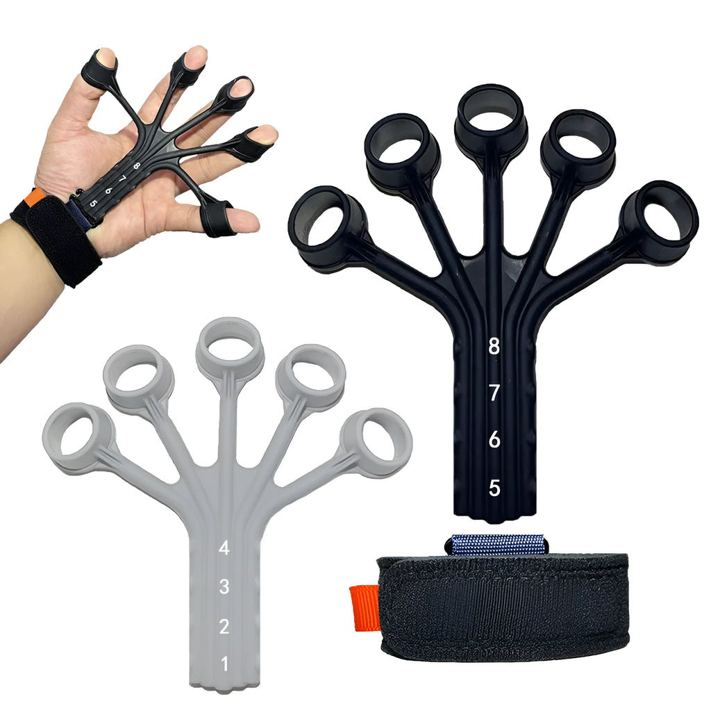 Silicone finger rehabilitation trainer with adjustable belt for flexion and extension exercises