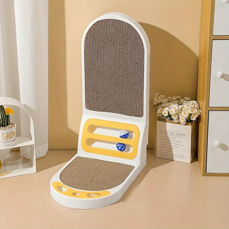 Grey L-shaped vertical cat scratching board for multi-angle furniture protection