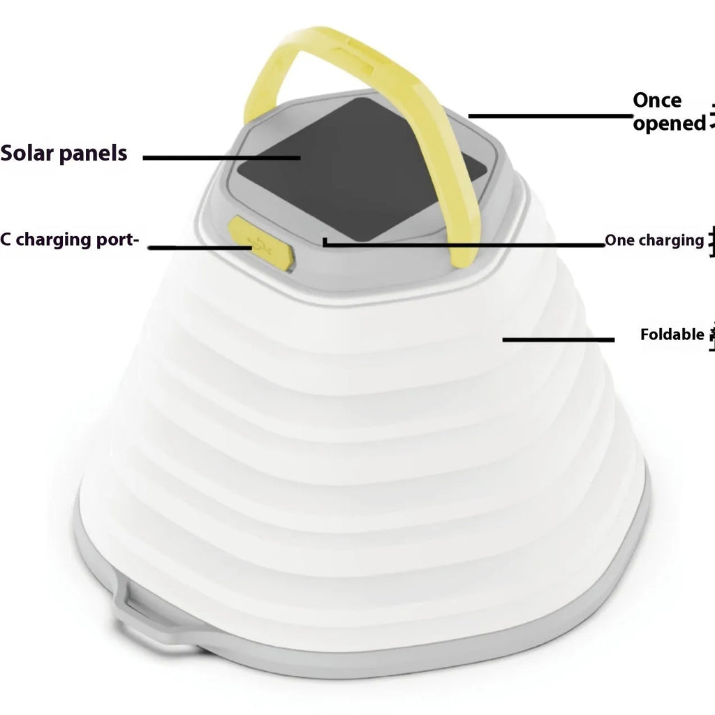 White plastic camping lamp with large capacity lighting for tents.
