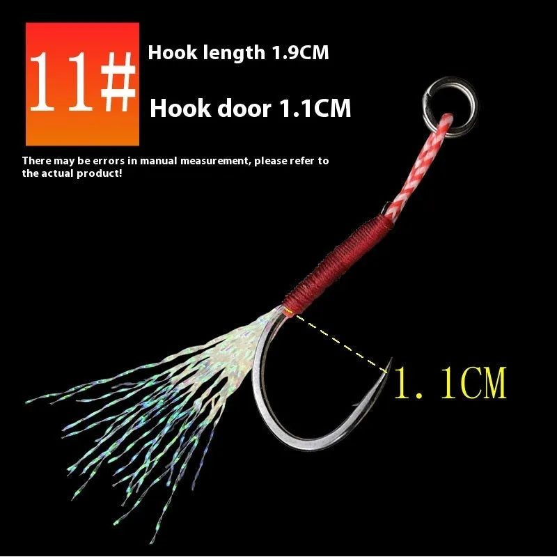 Bright wire iron plate single fishing hook for boat and sea fishing, shown in multiple sizes.