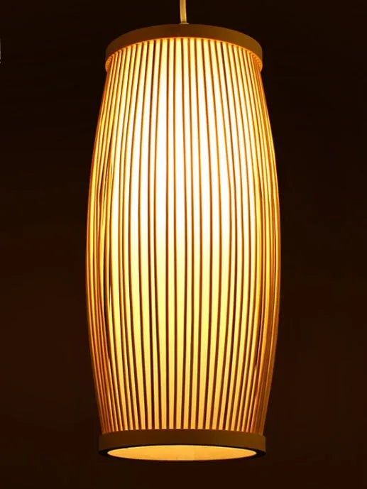 Bamboo plaited table lamp with natural texture and E27 fitting for bedside or hallway lighting