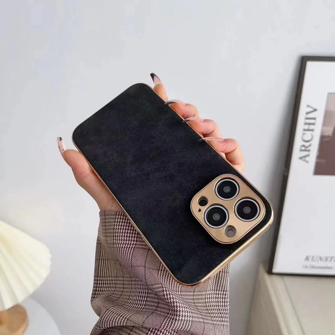 Leather texture TPU phone case for iPhone in solid grey, black, grey-green, and blue colours