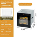 Stainless steel fruit dehydrator with visual skylight window and LED control panel