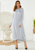 Black loose lantern dress with lace-up crew neck in Japanese Korean casual style