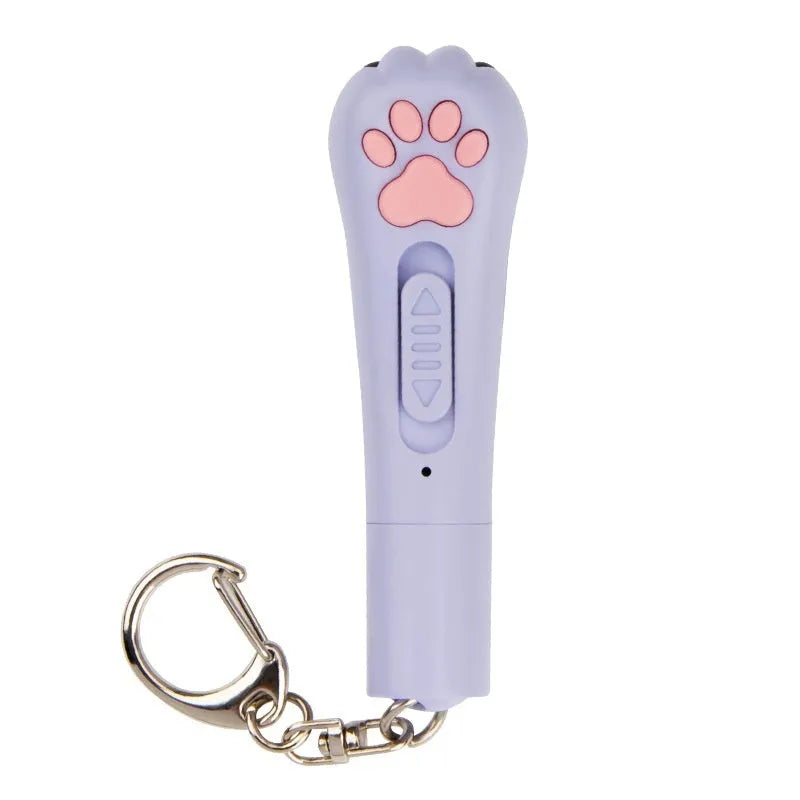 Infrared mini cat footprints laser toy with charging function in blue, pink, purple and white colour options