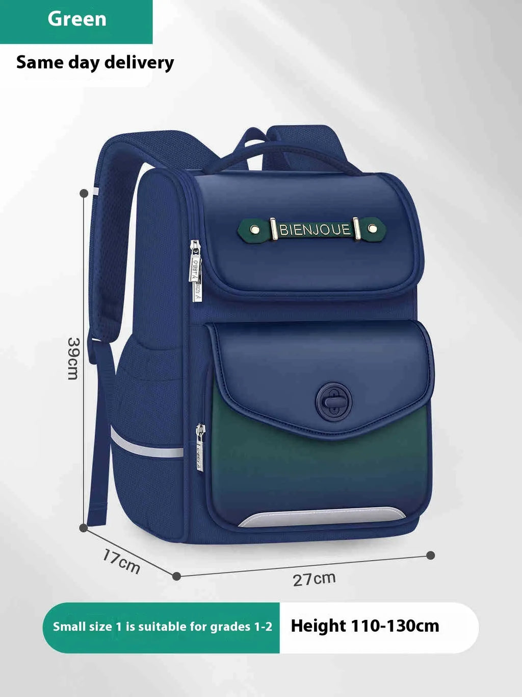 Girls waterproof oxford cloth schoolbag in pink, purple or green colours with large capacity for primary school