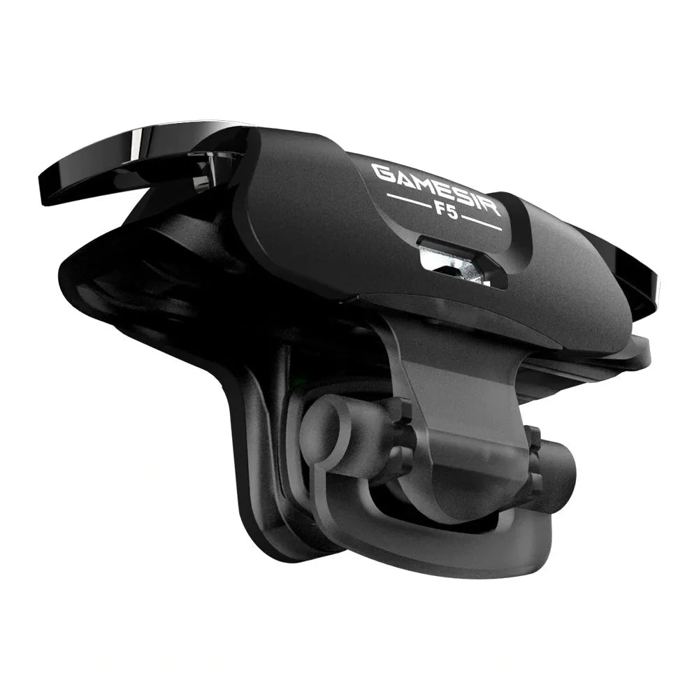 Black USB mobile phone game controller with compact ergonomic design measuring 5x2.5x2.96cm