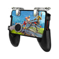 Black and brown black mobile phone plug-in gamepad with physical buttons for auxiliary gaming control.