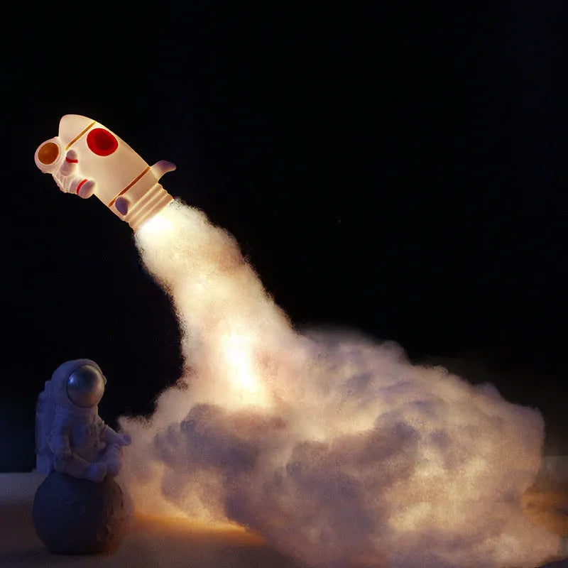 DIY Creative Night Light Kit showing Astronaut Rocket and Star Rocket LED decorations with warm white glow.