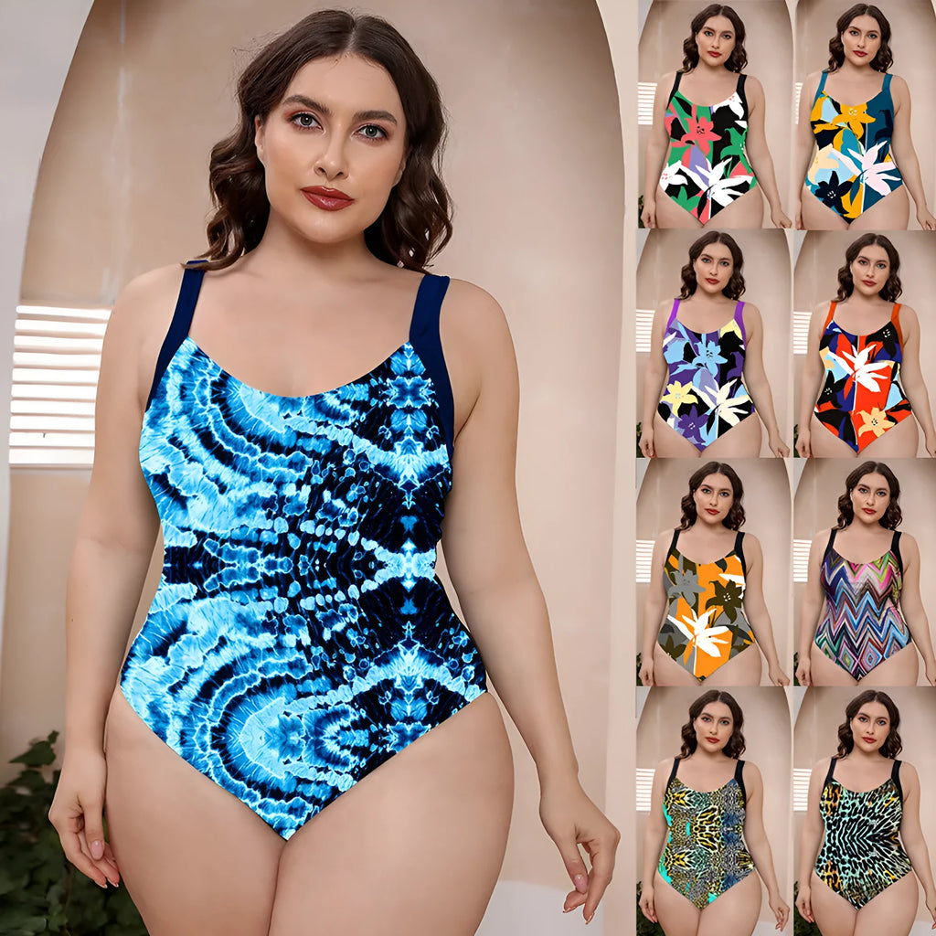 Floral print one-piece vest swimsuit with spaghetti straps for conservative hot spring bathing