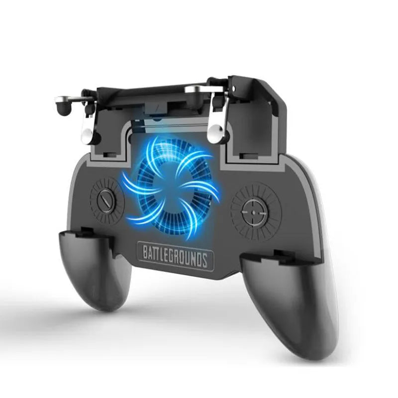 Black mobile game controller with USB connector for smartphones on a table.