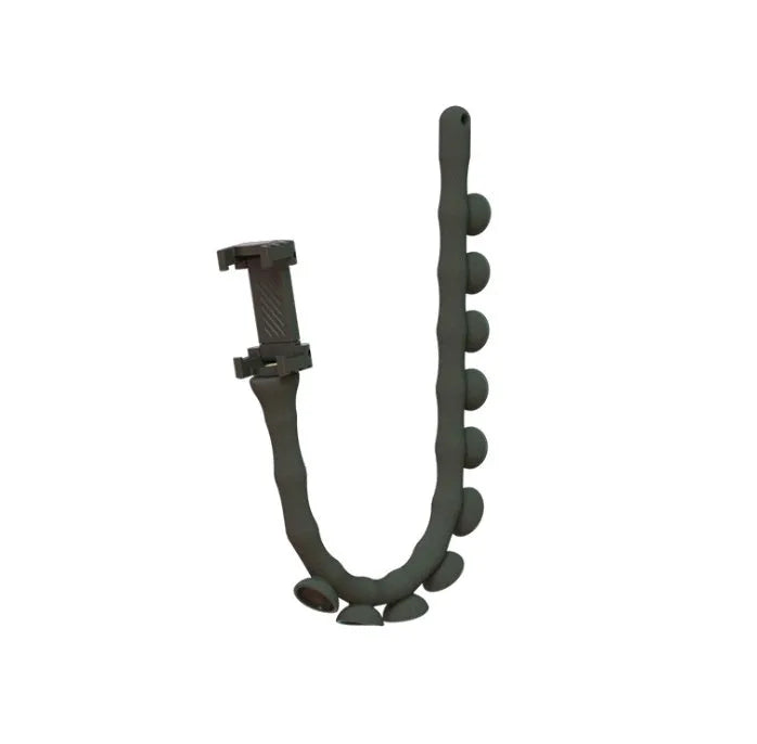Flexible rubber phone holder with suction cup showing 62cm bendable arm in black colour