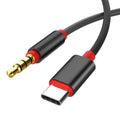 Silver nylon braided audio cable with 3.5mm connectors for car adapter use