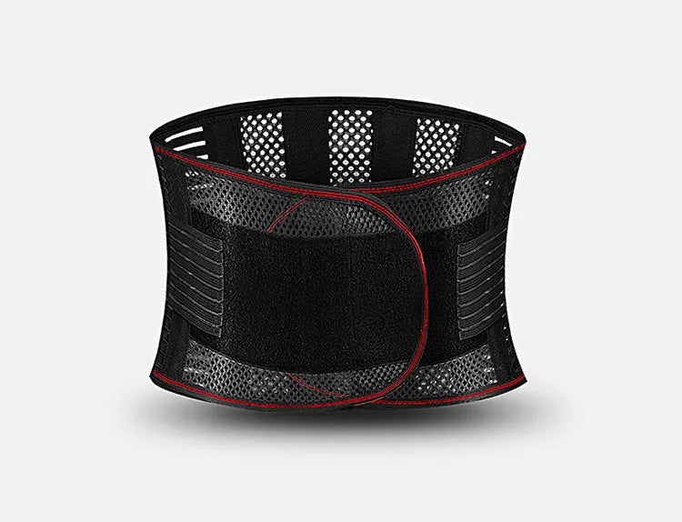Black sports waist support with steel plate decompression for lumbar protection during fitness activities