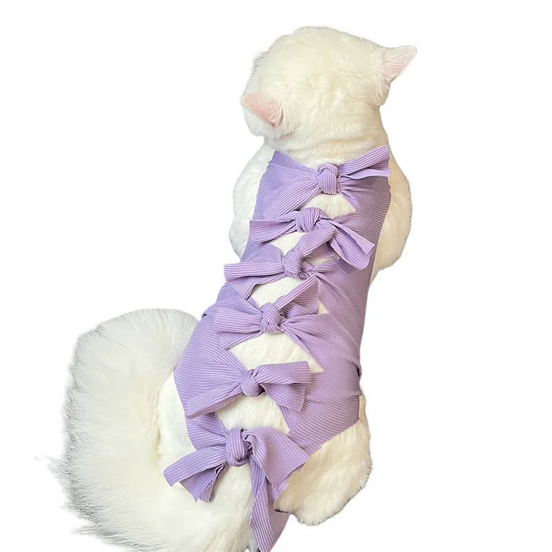 Lace-up cat sterilisation recovery clothing in polyester with adjustable closure