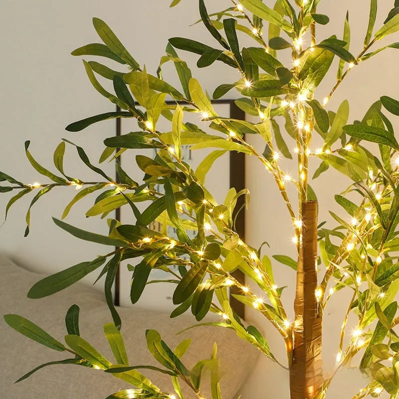 1.8 metre tall simulation olive leaf tree lamp with 210 warm LED lights for courtyard decoration