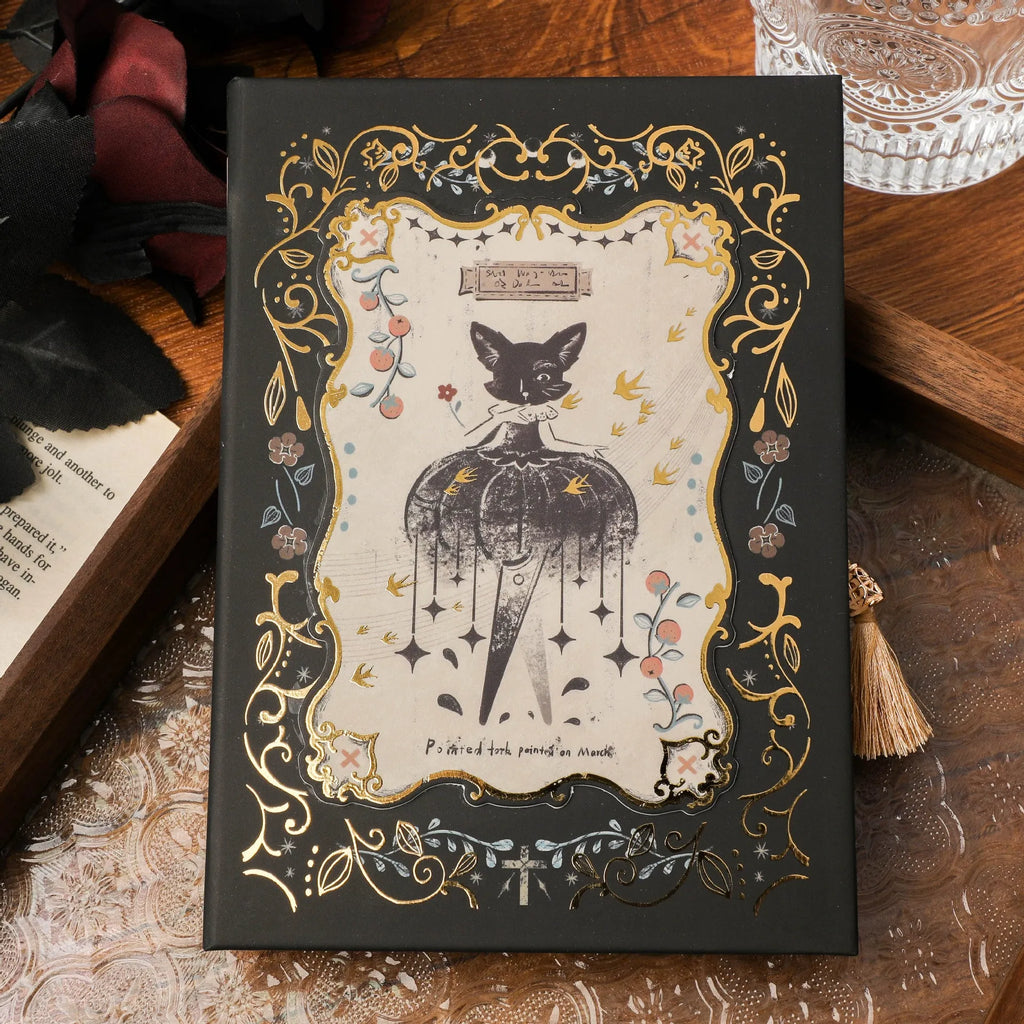 A5 gothic style retro art notebook with wood pulp paper pages.