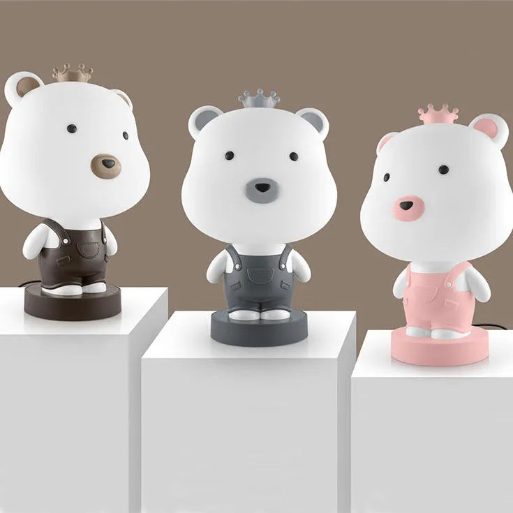 Animal cartoon table lamp with LED light and plastic shade in bear, cattle, rabbit or tiger design