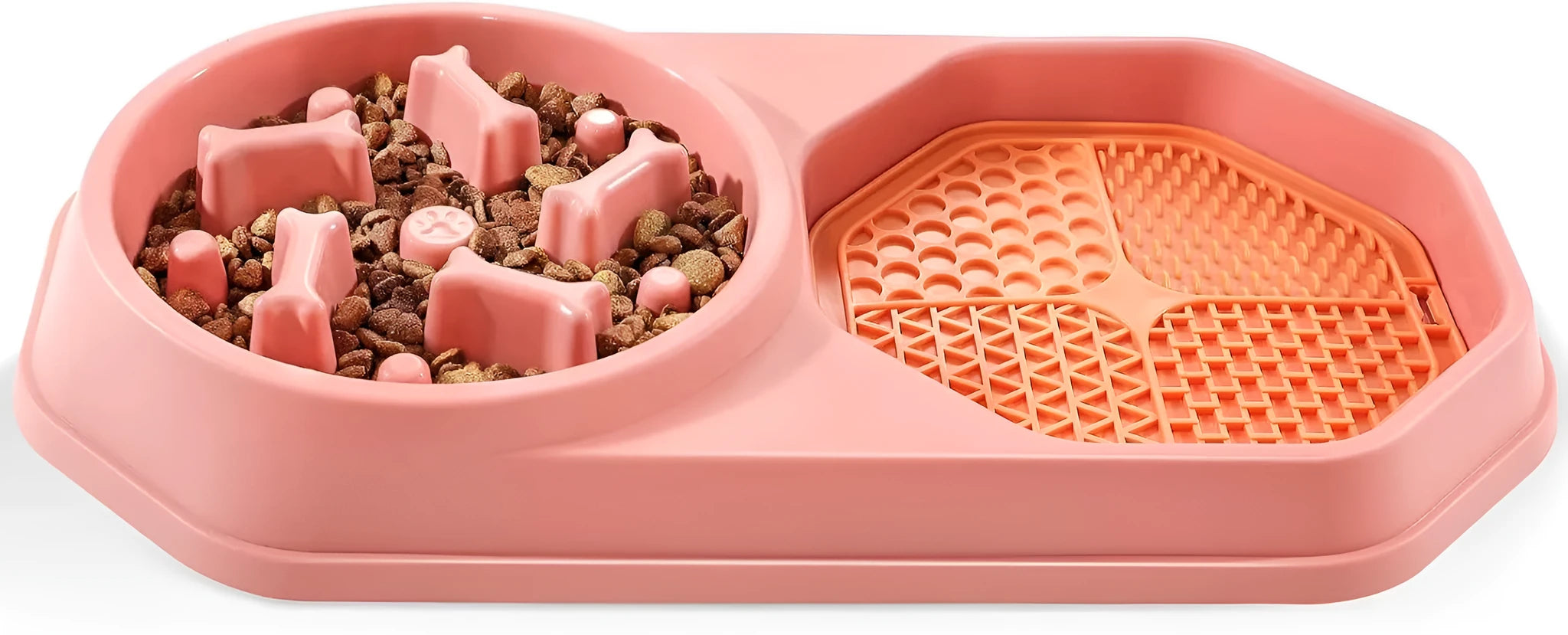 Blue slow feeder dog bowl with puzzle ridges and non-slip base for small to medium dogs.