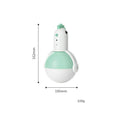 Green or orange electric chicken cat toy with laser light and sound functions on a flat surface