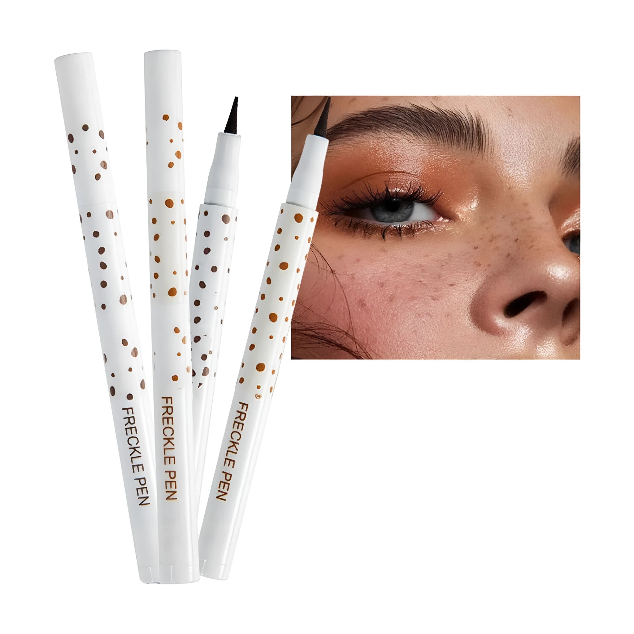 Dark brown freckle pen with precision tip for creating natural-looking waterproof freckles on face and body