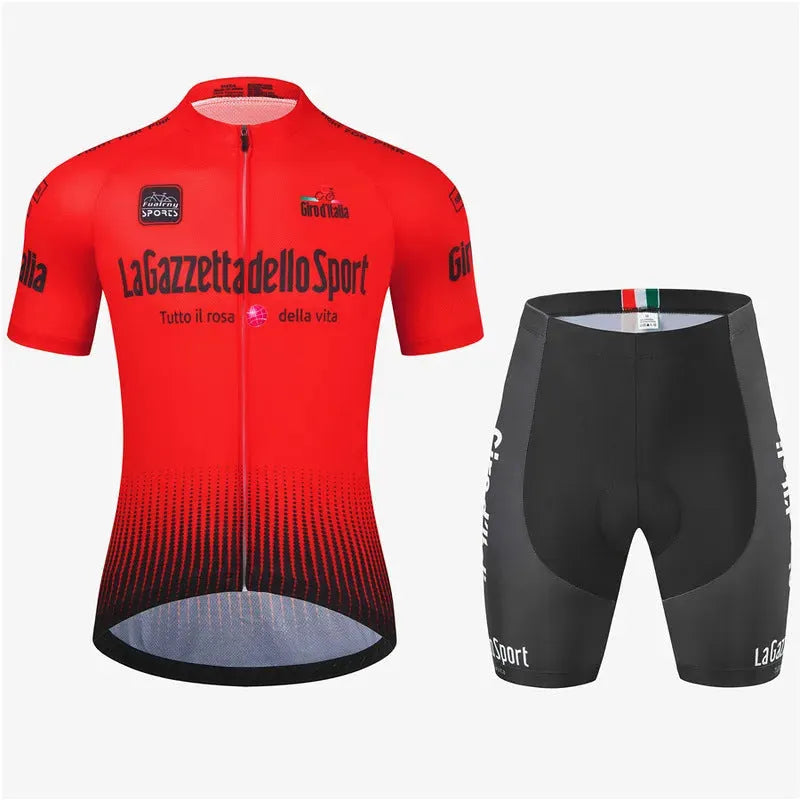 Unisex short sleeve cycling jersey in quick-dry polyester fabric on a road bike
