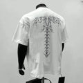 Men's loose fit cotton t-shirt in black or white colours with short sleeves and screen printing