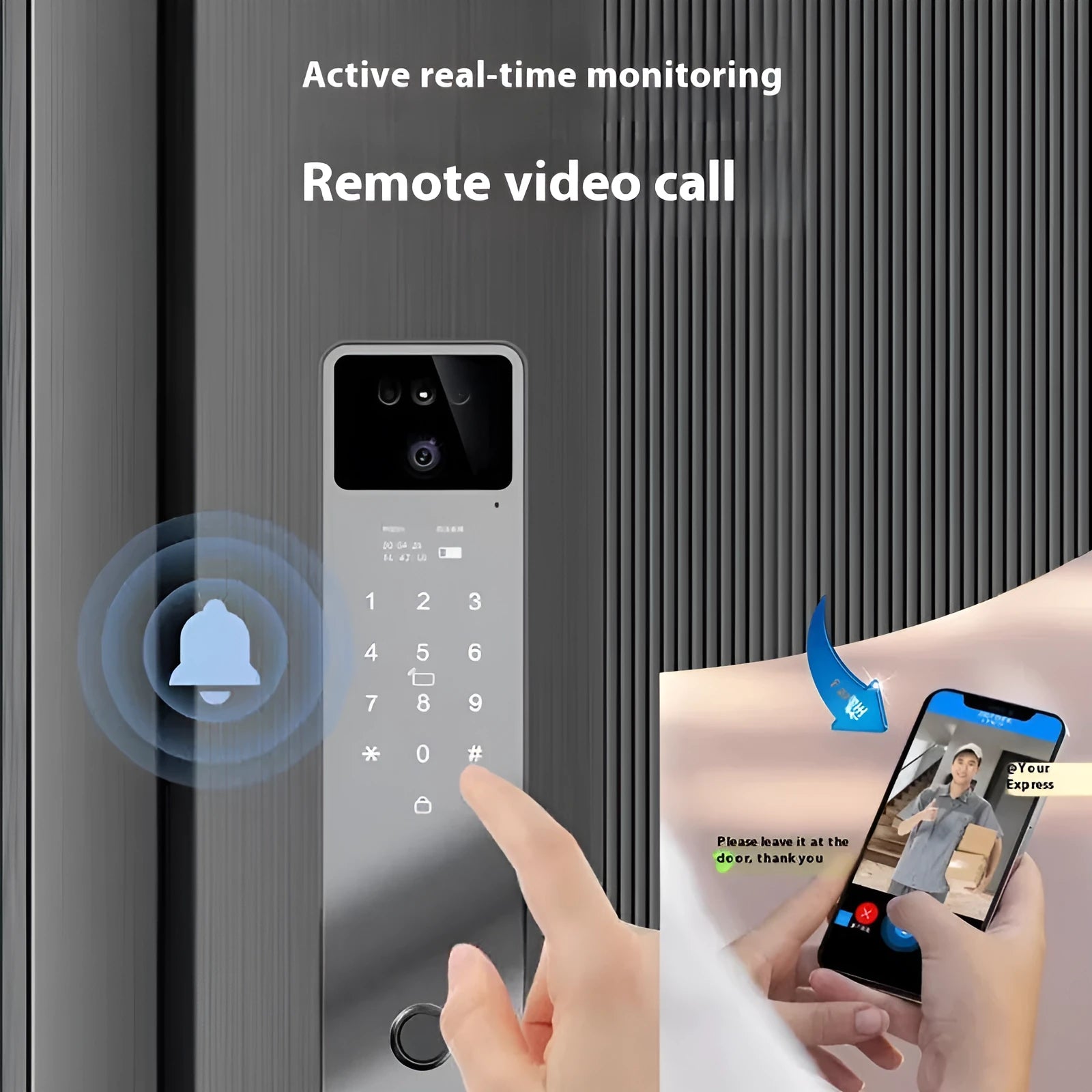 F7 face recognition smart door lock with fingerprint scanner and password keypad in aluminium housing