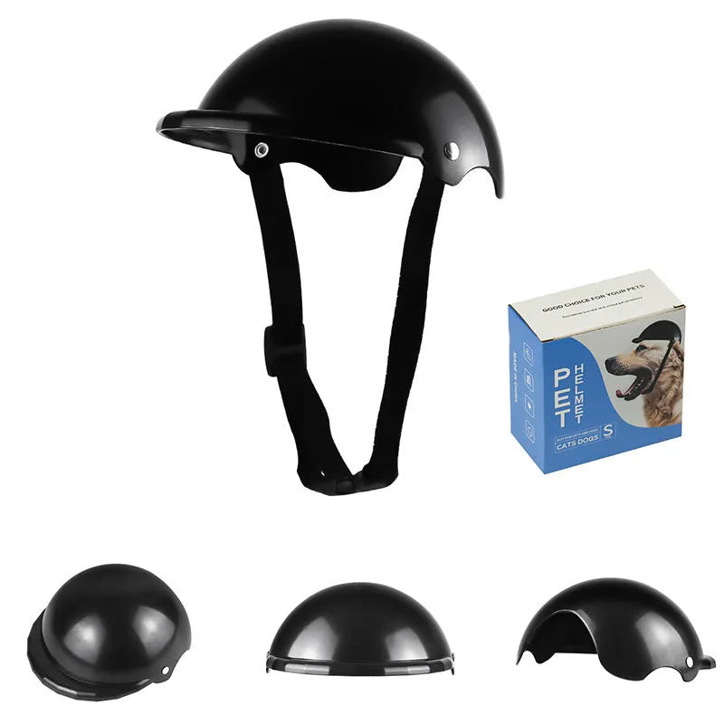 Small S-size plastic pet helmet for dogs and cats in black, green, pink or yellow colours