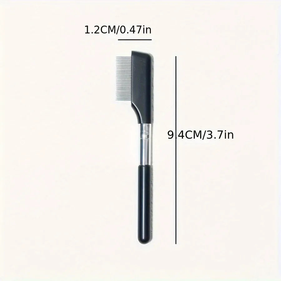 Black pet grooming brush with soft bristles for eye tear stain removal and comb attachment for dogs and cats