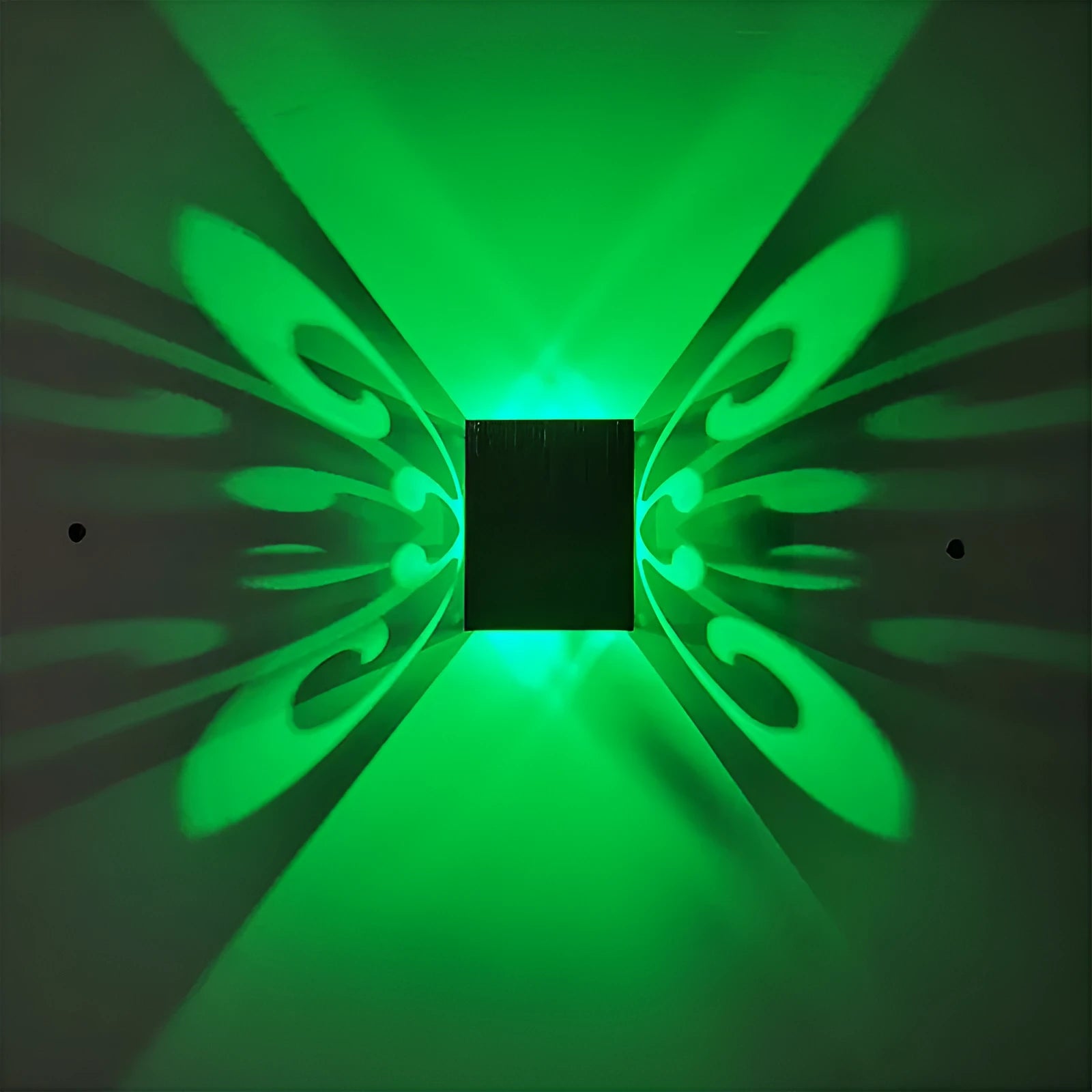 Modern butterfly-shaped aluminium LED wall lamp with colour-changing remote.