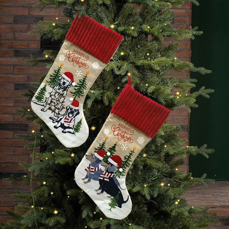 Cloth Christmas pendant with pet socks design measuring 46 by 28 centimetres