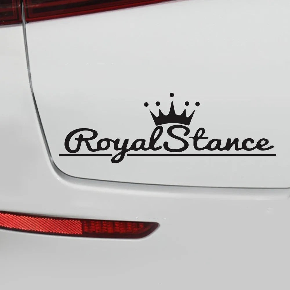 Reflective crown design car window sticker on vinyl, shown in colour options of black, white, and multicolour.