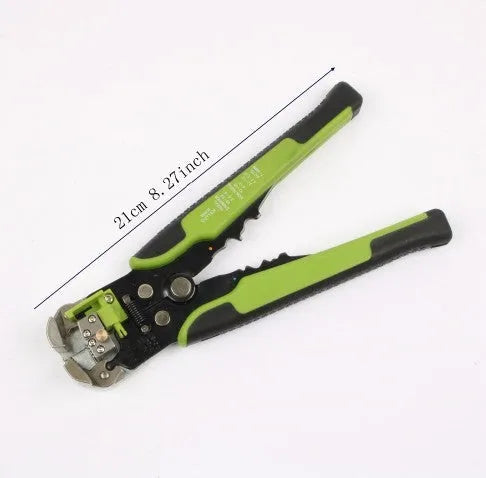 Yellow automatic 3-in-1 wire stripper crimping plier with adjustment screw for electrical work