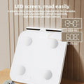 White 8-electrode body fat scale with tempered glass platform and LED display