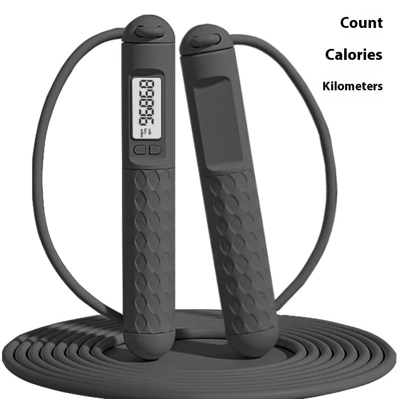 Fitness jump rope with ABS plastic handles and a bearing mechanism, shown in a selected colour from the available range.
