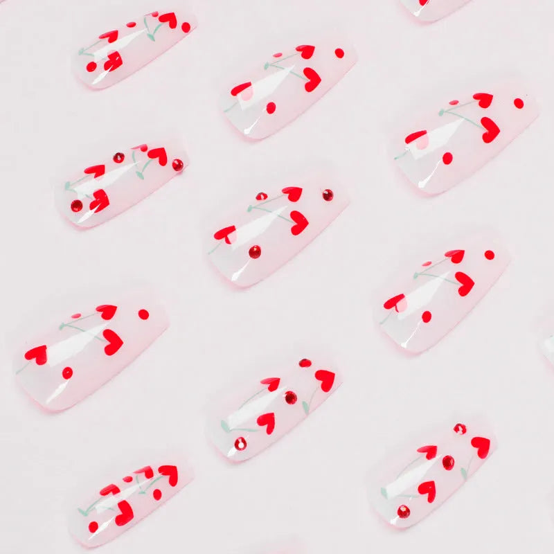 Japanese nail art decorative stickers with cherry blossom patterns and red diamond designs