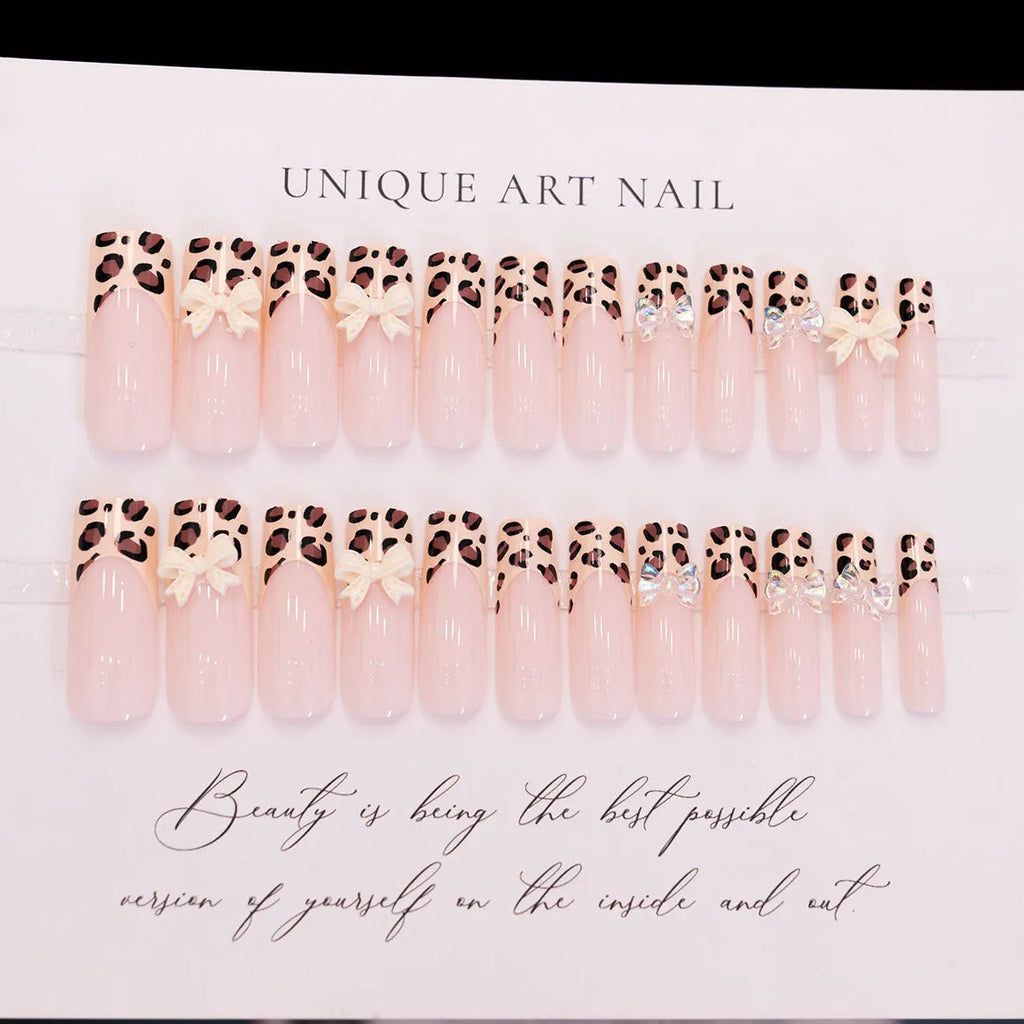 Leopard print and butterfly design plastic nail art decals set, colour WM296.