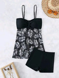 Women's high waist mesh swim boxers in black, blue and peacock green colours with split-leg design