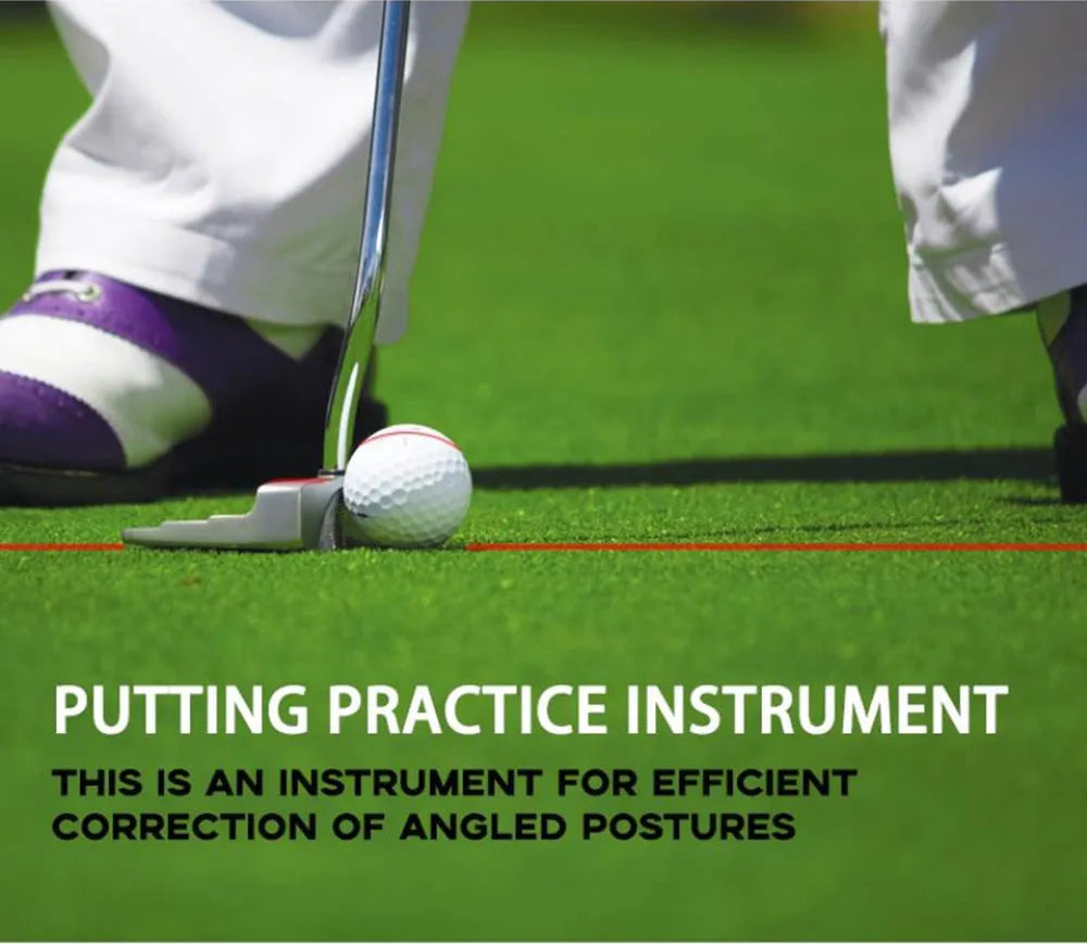 Black golf putting laser aiming instrument for alignment practice with putter mounting