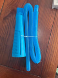 Blue suction pipe vacuum attachment with 114cm hose and three dust bags for appliance cleaning