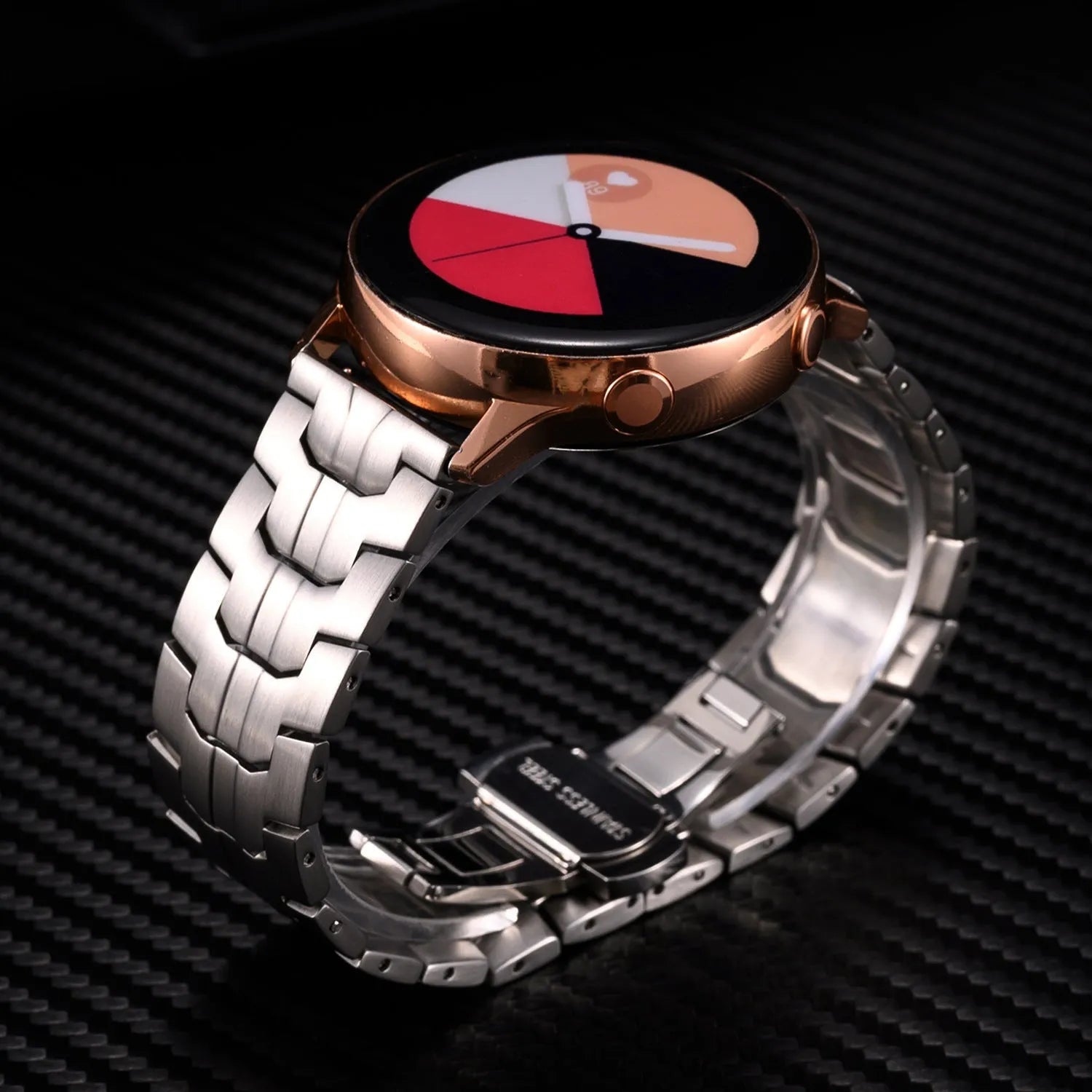Stainless steel watch band replacement strap for Samsung Galaxy Watch in multiple colour options