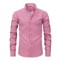 Men's striped business casual shirt with non-ironing fabric in lapel collar design