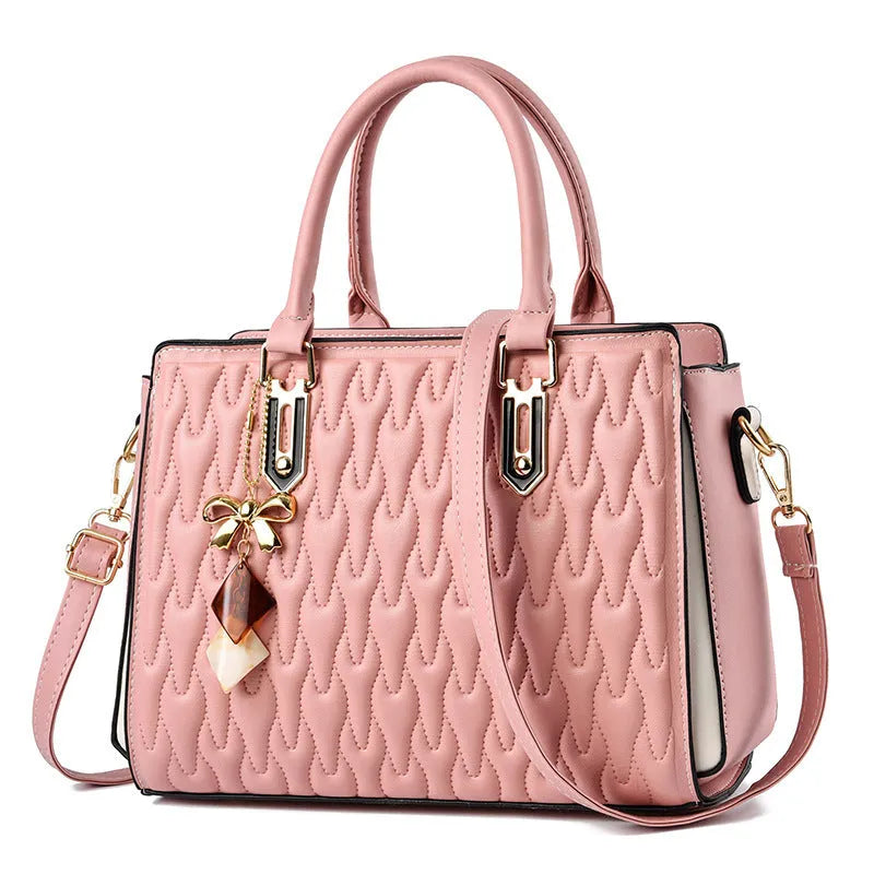 Women's large-capacity polyester messenger bag in street trend style with sandwich zipper pocket