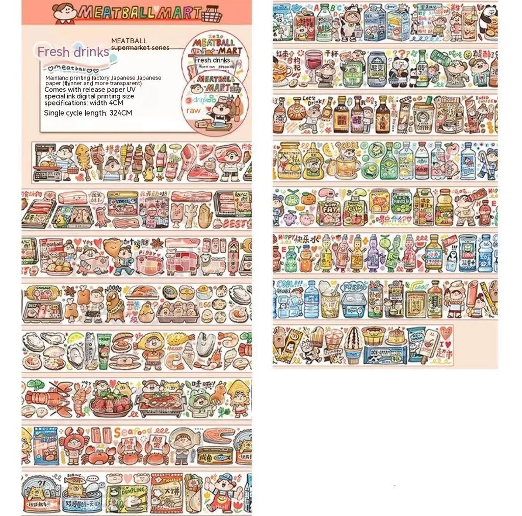 Sheet of cute cartoon character stickers printed on Japanese paper for crafting.