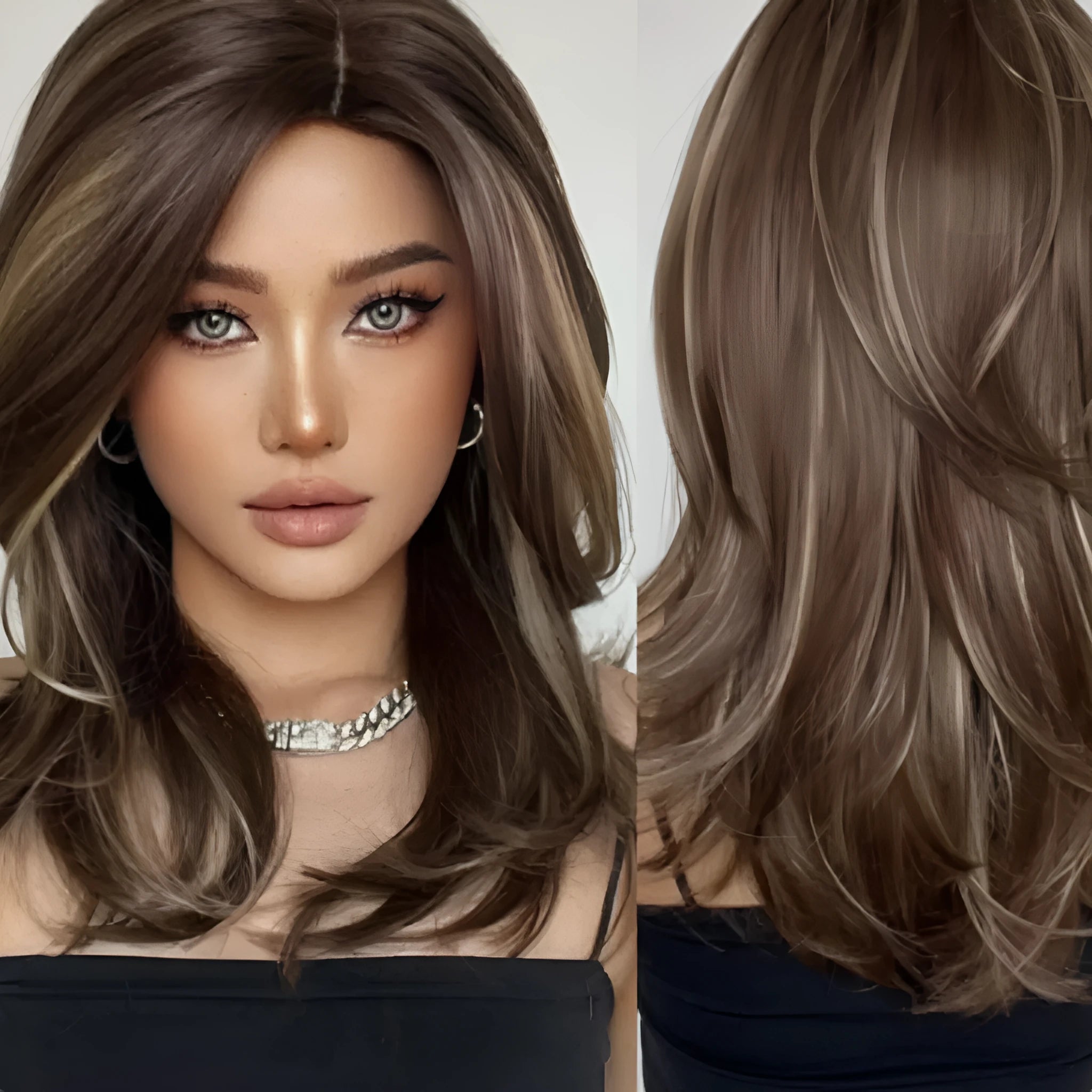 Mid-length curly full-head wig in a platinum gradient colour on a mannequin head.