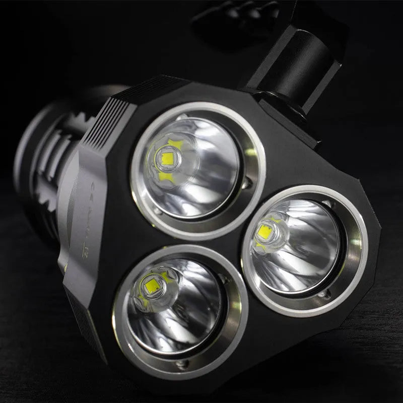 Aluminium alloy diving and outdoor torch flashlight with high brightness display.
