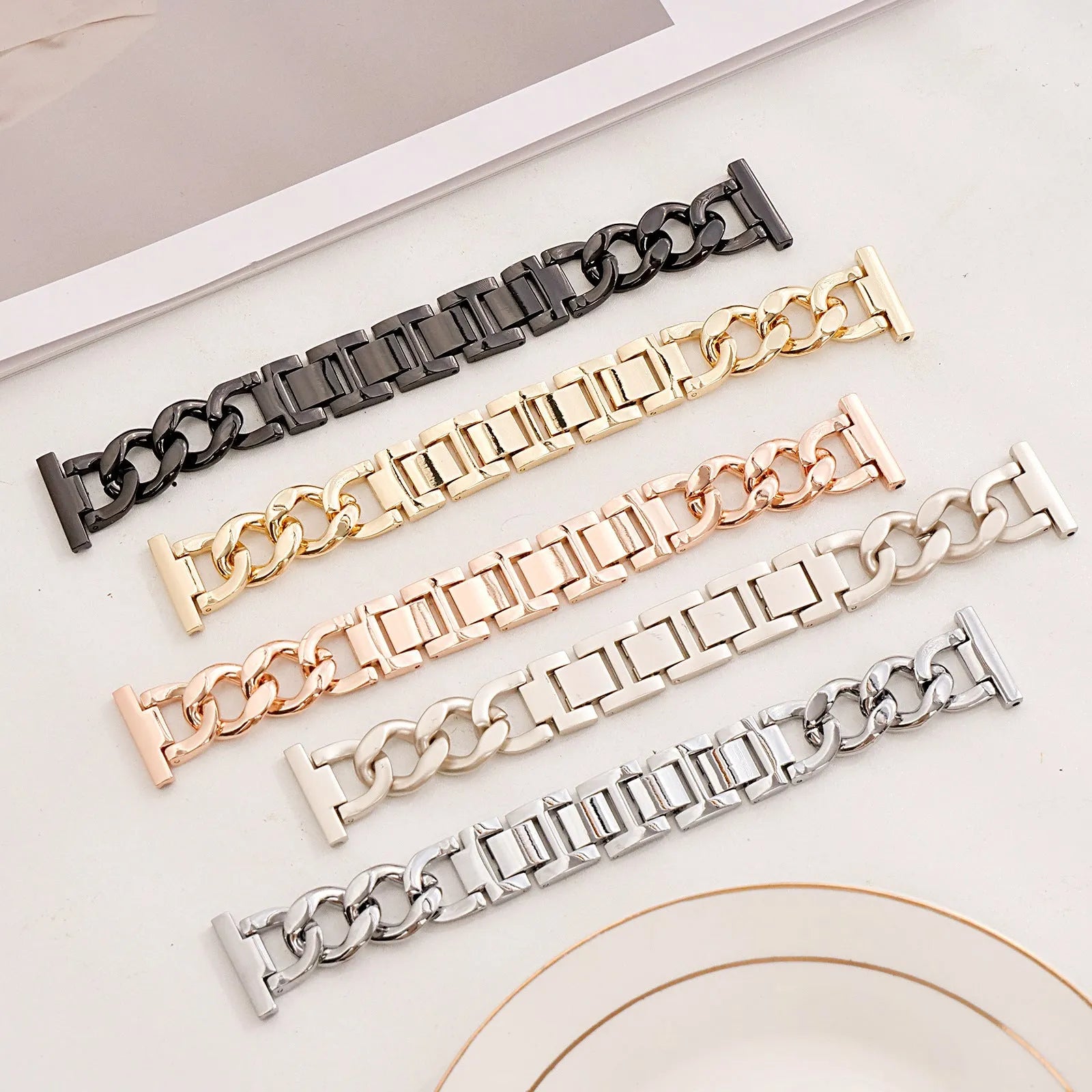 Silver denim chain metal watch strap for Apple Watch with 22mm lugs